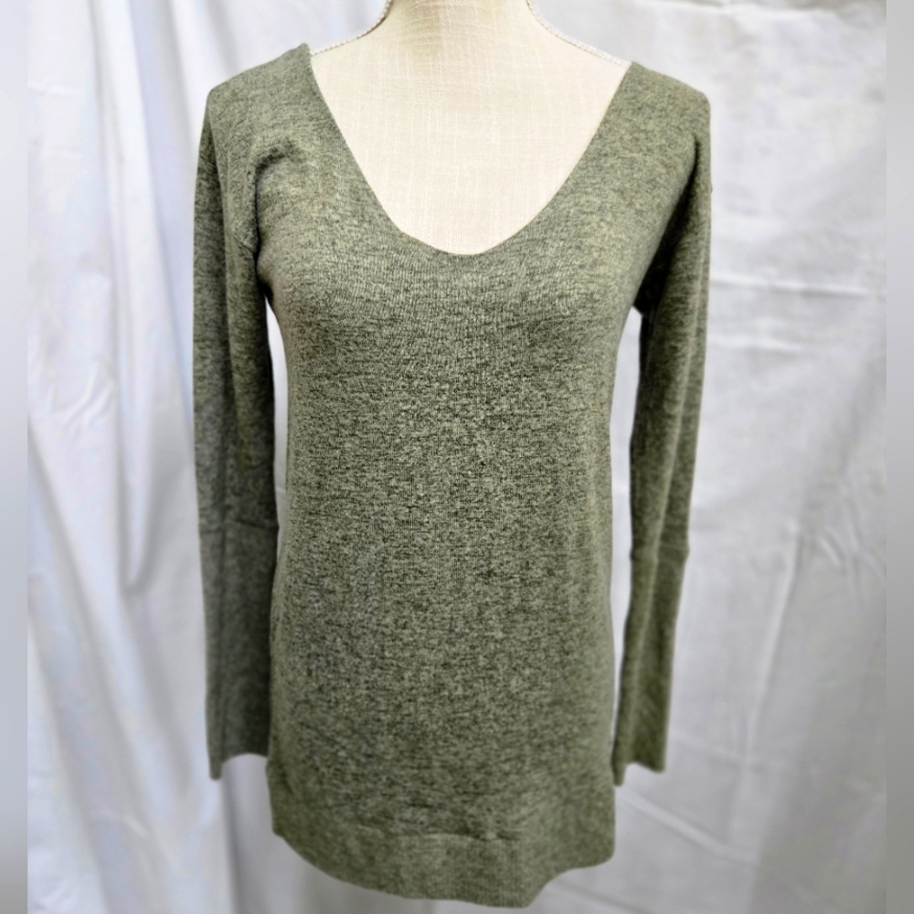 Miss Chevous -Sage Green Long Sleeve Bread back Sweater - (S)